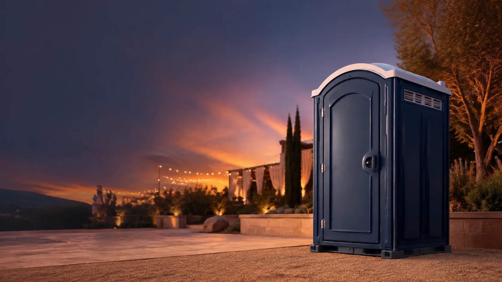 Portable restroom shown for rental planning in Wake Forest, NC
